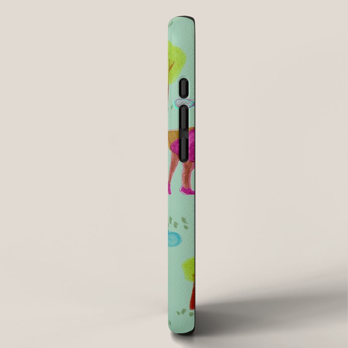 Let's Play Tennis in Soft Green iPhone Case Gallery Image 2