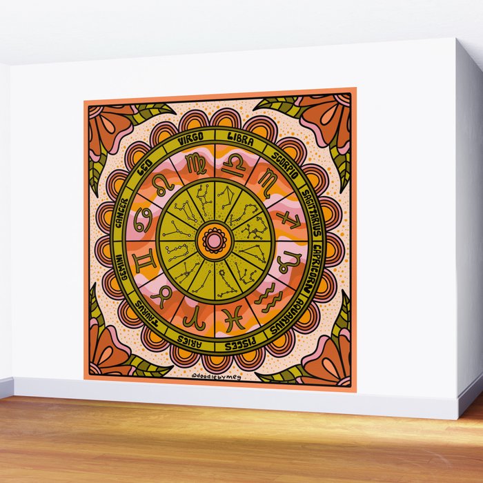 Retro Zodiac Wheel Wall Mural Gallery Image 2