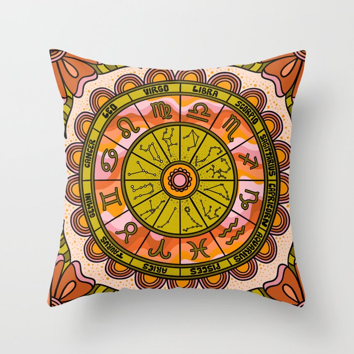 Retro Zodiac Wheel Throw Pillow Gallery Image 6