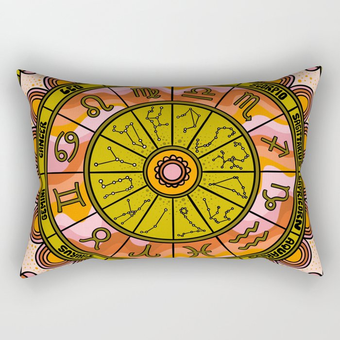 Retro Zodiac Wheel Rectangular Pillow Gallery Image 2