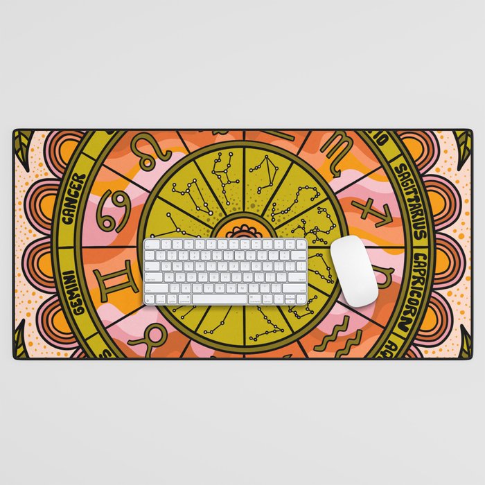 Retro Zodiac Wheel Desk Mat Gallery Image 1