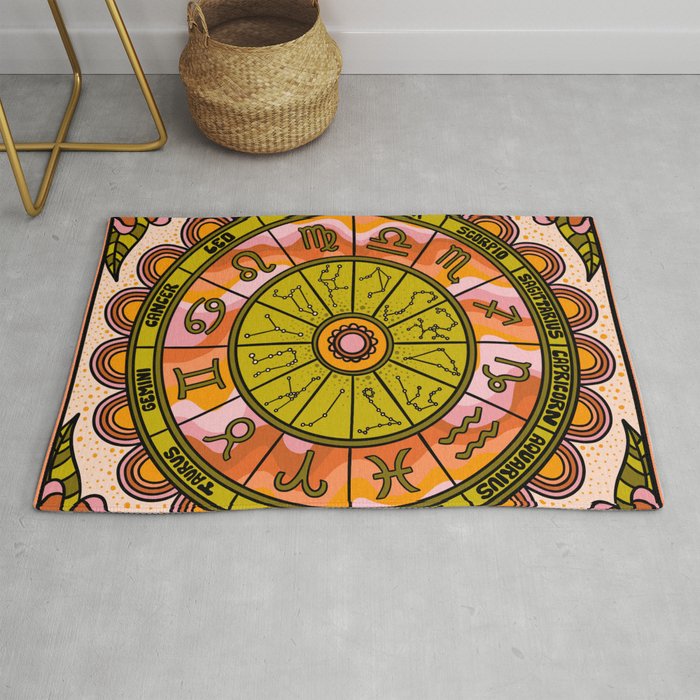 Retro Zodiac Wheel Rug Gallery Image 1