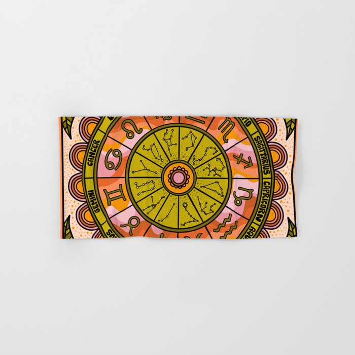 Retro Zodiac Wheel Bath Towel Gallery Image 1