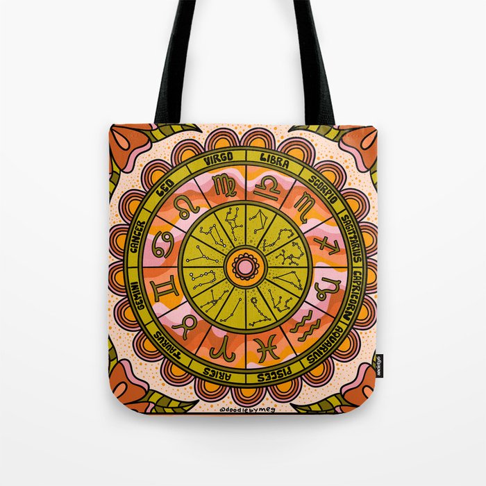 Retro Zodiac Wheel Tote Bag Gallery Image 1