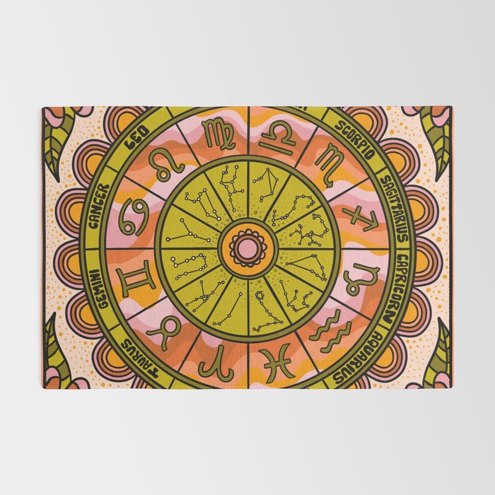 Retro Zodiac Wheel Rug Gallery Image 2
