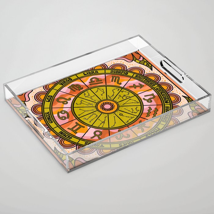 Retro Zodiac Wheel Acrylic Tray Gallery Image 1