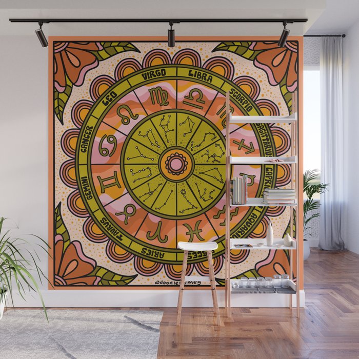 Retro Zodiac Wheel Wall Mural Gallery Image 1