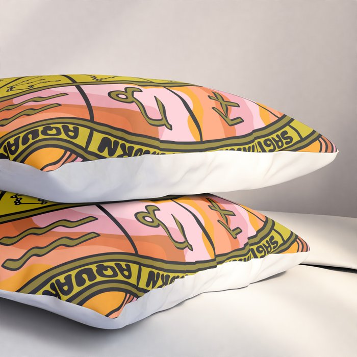 Retro Zodiac Wheel Pillow Sham Gallery Image 3