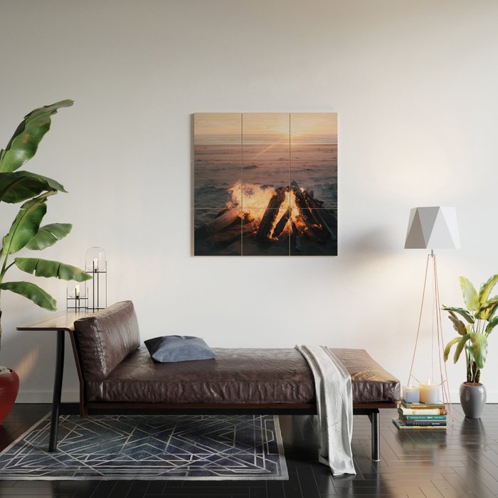 Beach Bonfire Wood Wall Art Gallery Image 2