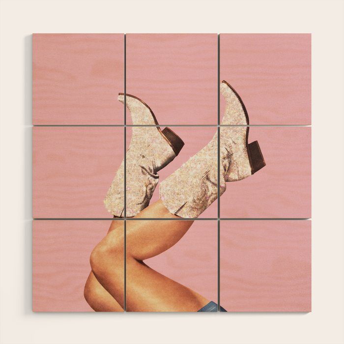 These Boots - Glitter Pink Wood Wall Art Gallery Image 1
