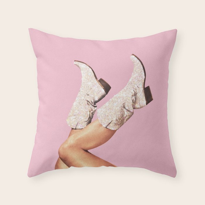 These Boots - Glitter Pink Throw Pillow Gallery Image 6
