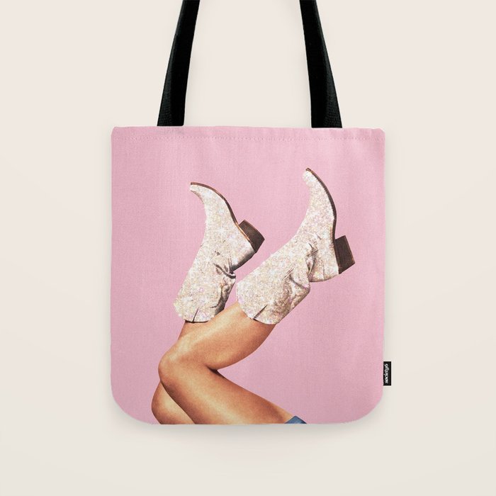 These Boots - Glitter Pink Tote Bag Gallery Image 1