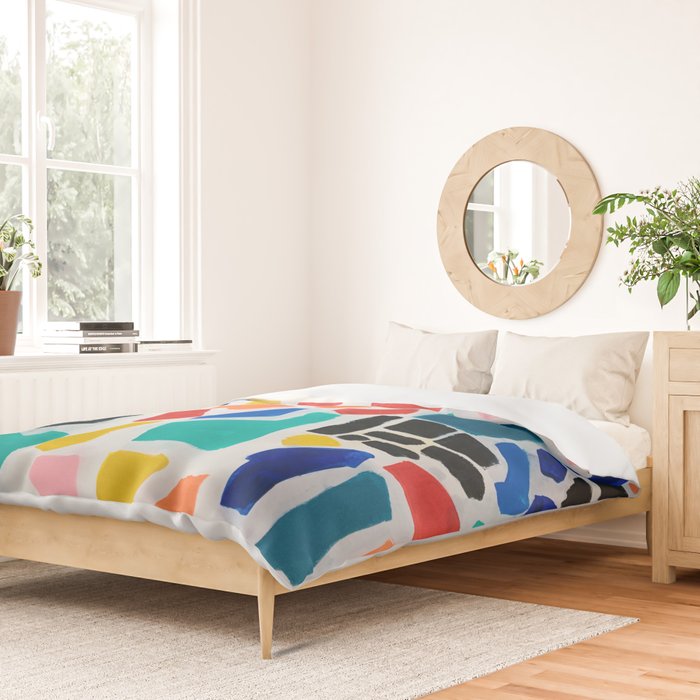 Original Painting by Ejaaz Haniff Acrylic Painting Abstract Art Shapes Pattern Fun Colorful Shapes Duvet Cover Gallery Image 2