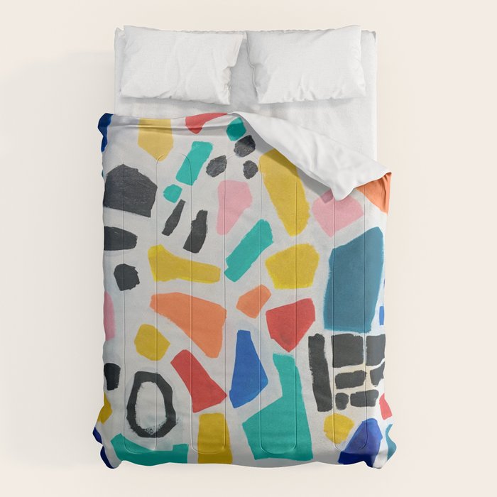 Original Painting by Ejaaz Haniff Acrylic Painting Abstract Art Shapes Pattern Fun Colorful Shapes Comforter Gallery Image 6