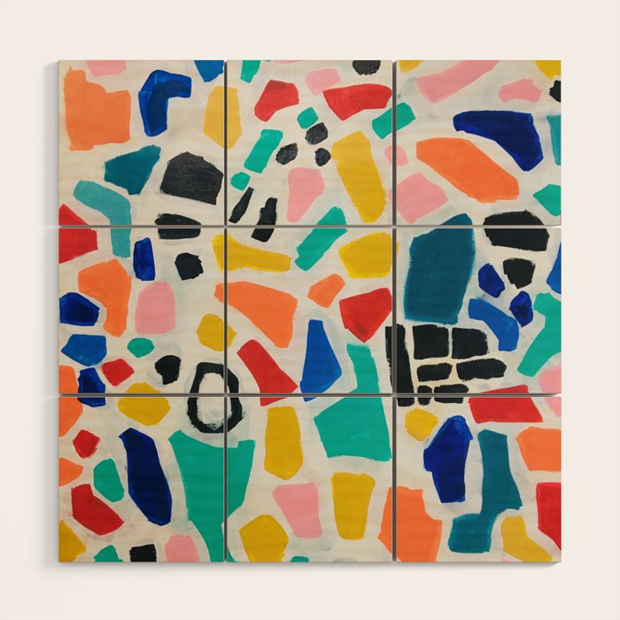 Original Painting by Ejaaz Haniff Acrylic Painting Abstract Art Shapes Pattern Fun Colorful Shapes Wood Wall Art Gallery Image 1