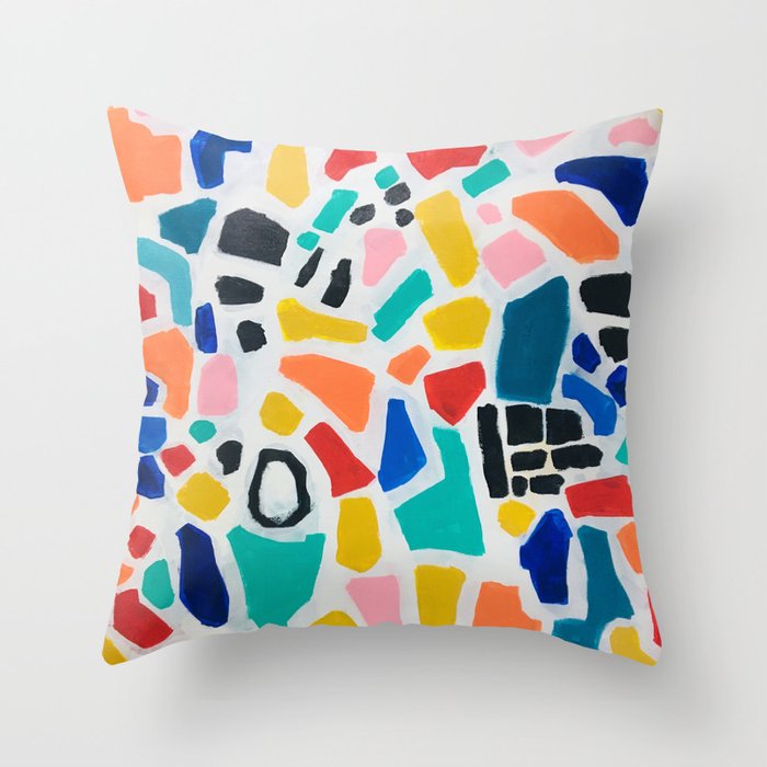 Original Painting by Ejaaz Haniff Acrylic Painting Abstract Art Shapes Pattern Fun Colorful Shapes Throw Pillow Gallery Image 6