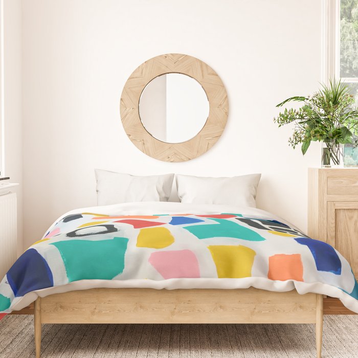 Original Painting by Ejaaz Haniff Acrylic Painting Abstract Art Shapes Pattern Fun Colorful Shapes Duvet Cover Gallery Image 3