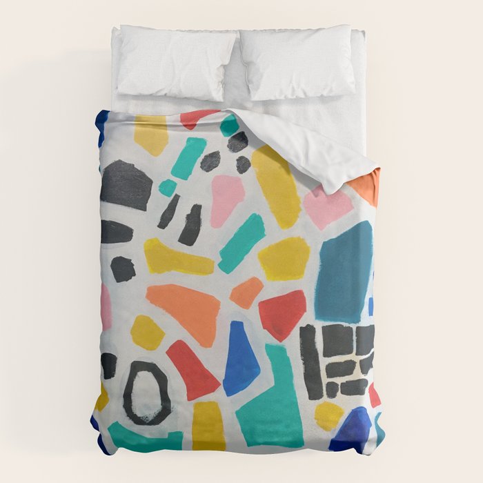 Original Painting by Ejaaz Haniff Acrylic Painting Abstract Art Shapes Pattern Fun Colorful Shapes Duvet Cover Gallery Image 6