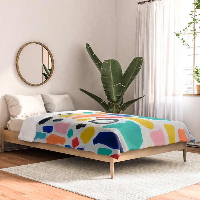 Original Painting by Ejaaz Haniff Acrylic Painting Abstract Art Shapes Pattern Fun Colorful Shapes Comforter Gallery Image 2
