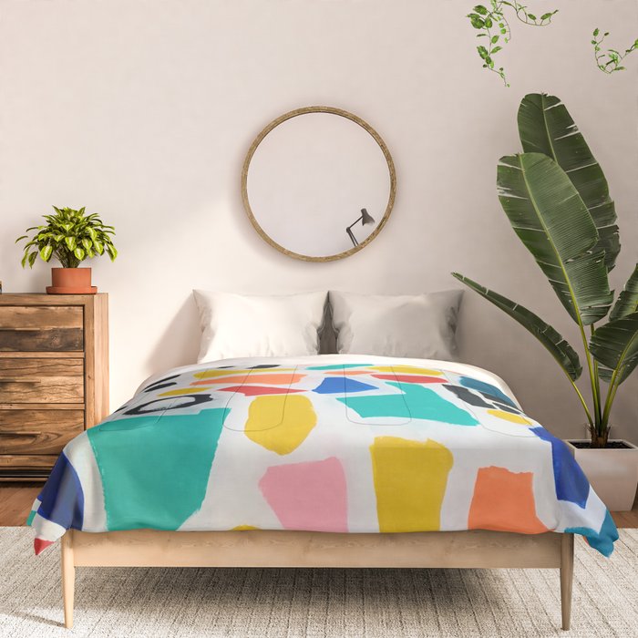 Original Painting by Ejaaz Haniff Acrylic Painting Abstract Art Shapes Pattern Fun Colorful Shapes Comforter Gallery Image 3