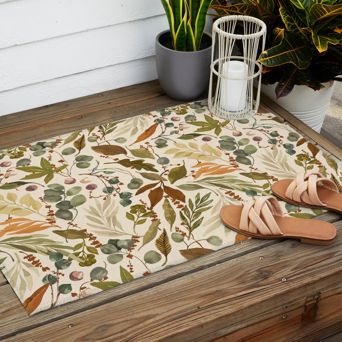 Fall leafy nature B Outdoor Rug Gallery Image 2