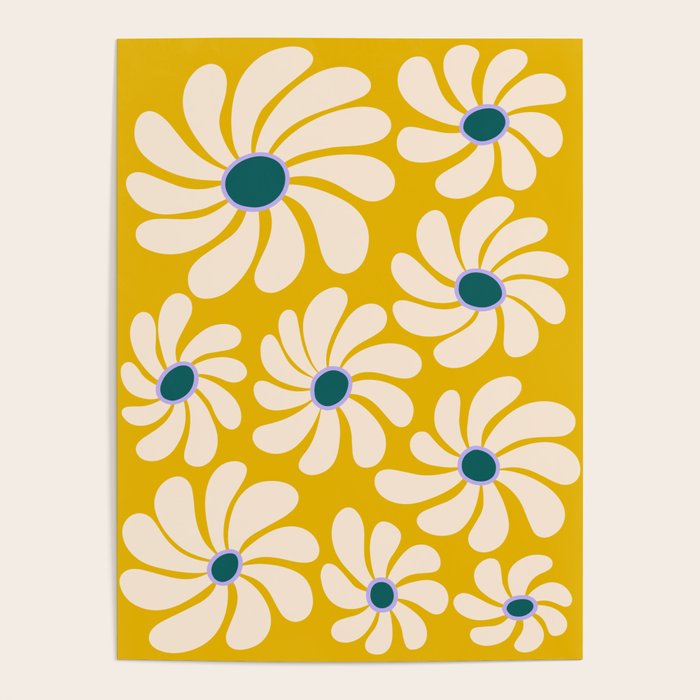 Retro Super Bloom - 70's Vibe - Yellow Poster Gallery Image 4
