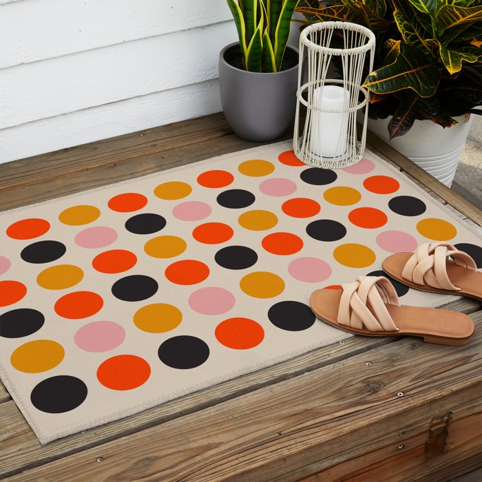 Retro Bauhaus Dots | 70s European Pattern Outdoor Rug Gallery Image 2