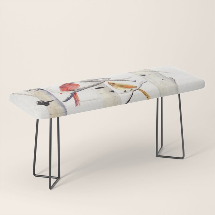 Birch Trees and Cardinal Bench Gallery Image 1