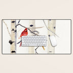 Birch Trees and Cardinal Desk Mat Gallery Image 1