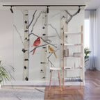 Birch Trees and Cardinal Wall Mural Gallery Image 1
