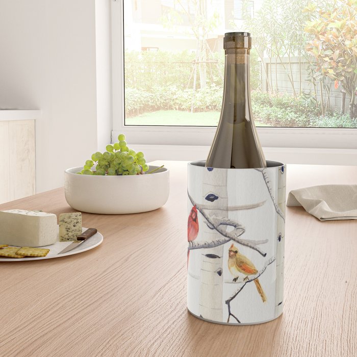 Birch Trees and Cardinal Wine Chiller Gallery Image 4
