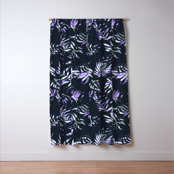 Dark abstract tropical leaves D1 Window Curtain Gallery Image 3