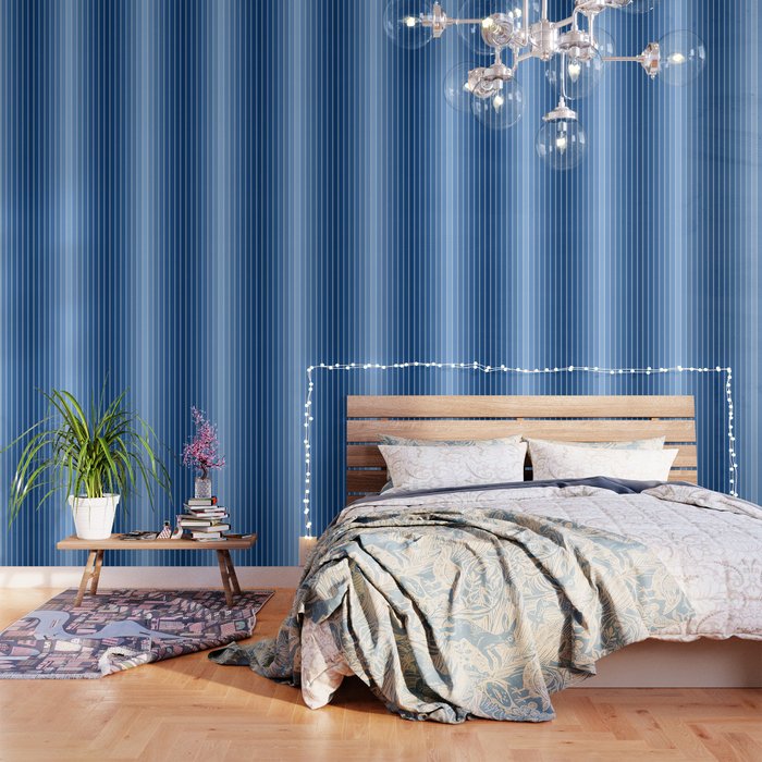 Gradient Arch VIII Bright Blue Mid Century Modern Rainbow Wallpaper Gallery Image 1