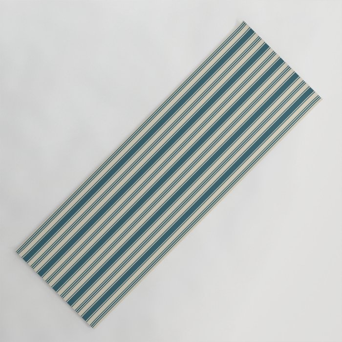 Vintage stripes wallpaper design dark teal pattern Yoga Mat