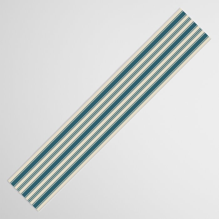 Vintage stripes wallpaper design dark teal pattern Table Runner Gallery Image 3
