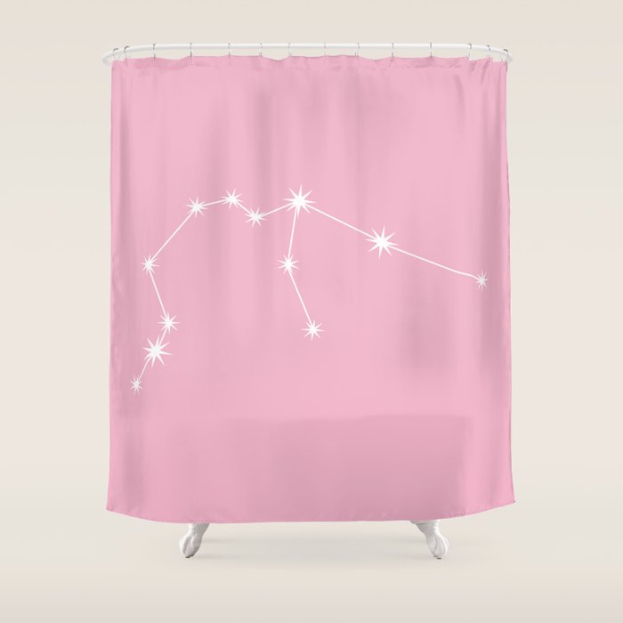 Aquarius Zodiac Star Constellation Line Art Soft Pink Shower Curtain Gallery Image 1