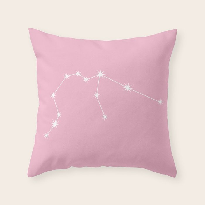 Aquarius Zodiac Star Constellation Line Art Soft Pink Throw Pillow Gallery Image 6