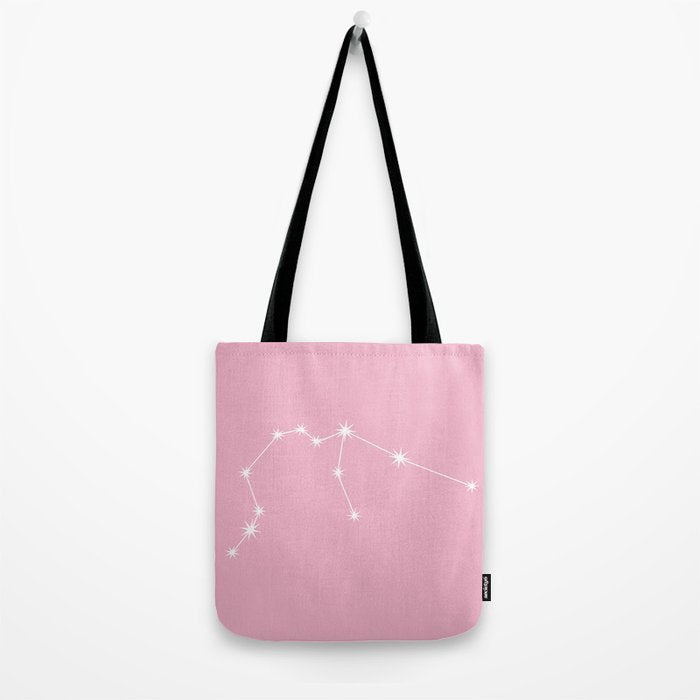 Aquarius Zodiac Star Constellation Line Art Soft Pink Tote Bag Gallery Image 2