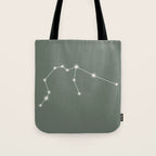 Aquarius Zodiac Star Constellation Line Art Sage Tote Bag Gallery Image 1