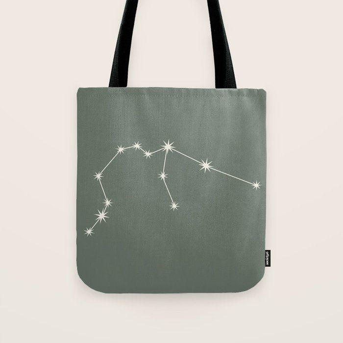 Aquarius Zodiac Star Constellation Line Art Sage Tote Bag Gallery Image 1