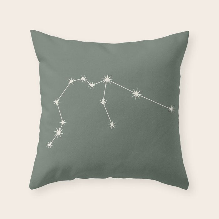 Aquarius Zodiac Star Constellation Line Art Sage Throw Pillow Gallery Image 6