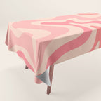 Retro Liquid Swirl Abstract in Soft Pink Tablecloth Gallery Image 1