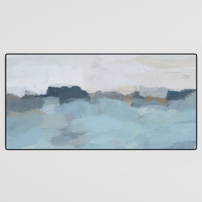Almost Home - Navy & Baby Blue Abstract Ocean Nature Art Coastal Painting Desk Mat Gallery Image 3