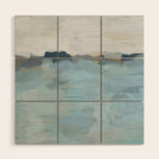 Almost Home - Navy & Baby Blue Abstract Ocean Nature Art Coastal Painting Wood Wall Art Gallery Image 1