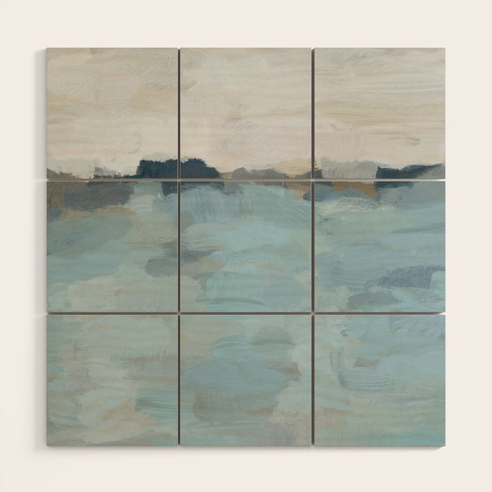 Almost Home - Navy & Baby Blue Abstract Ocean Nature Art Coastal Painting Wood Wall Art Gallery Image 1