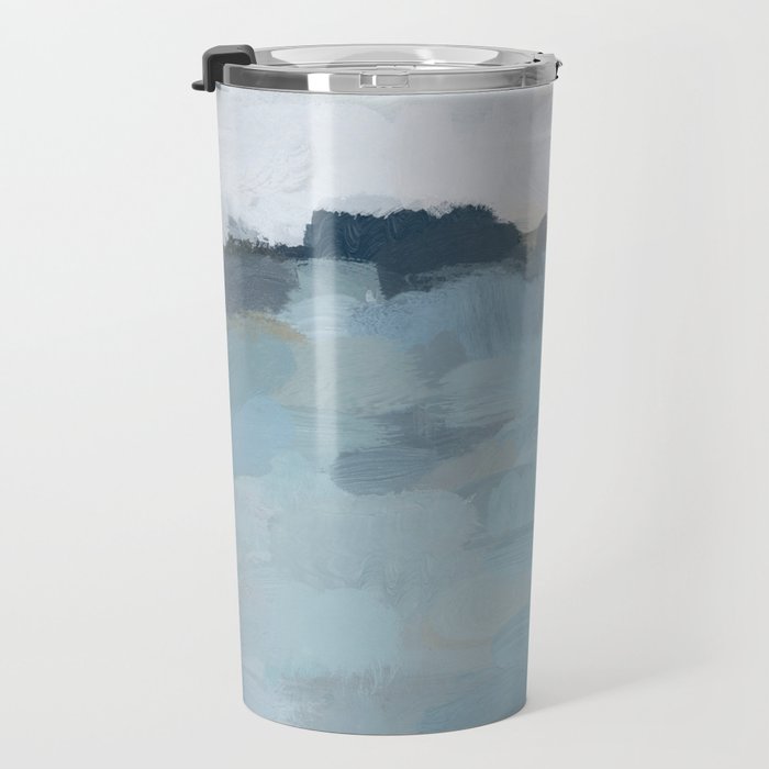 Almost Home - Navy & Baby Blue Abstract Ocean Nature Art Coastal Painting Travel Mug Gallery Image 3