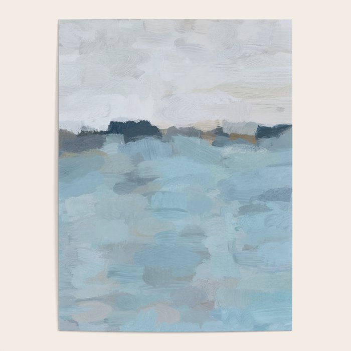 Almost Home - Navy & Baby Blue Abstract Ocean Nature Art Coastal Painting Poster Gallery Image 4