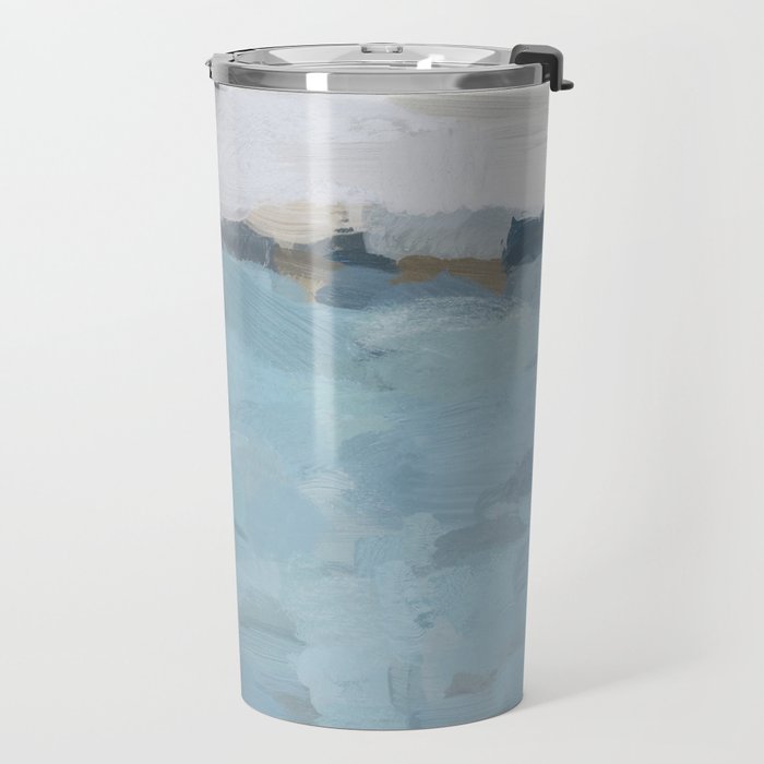 Almost Home - Navy & Baby Blue Abstract Ocean Nature Art Coastal Painting Travel Mug Gallery Image 2