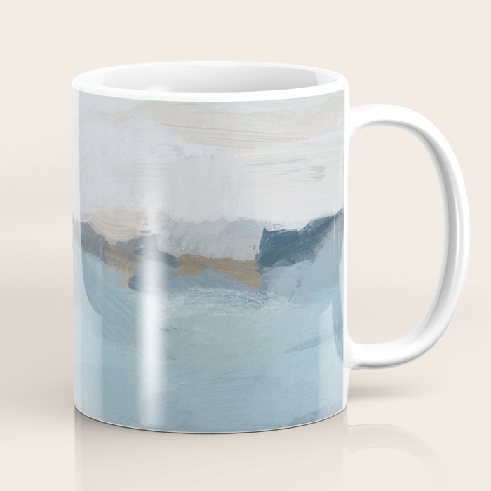Almost Home - Navy & Baby Blue Abstract Ocean Nature Art Coastal Painting Coffee Mug Gallery Image 1
