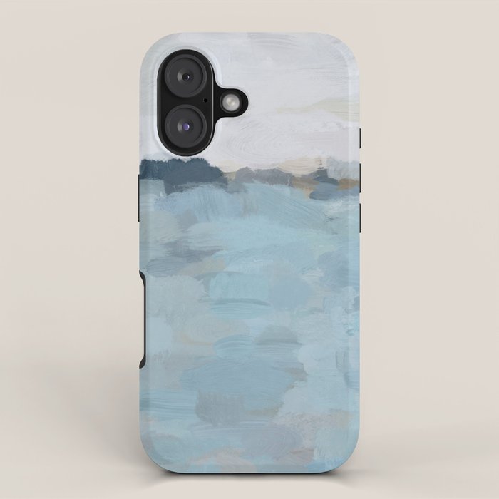 Almost Home - Navy & Baby Blue Abstract Ocean Nature Art Coastal Painting iPhone Case Gallery Image 1
